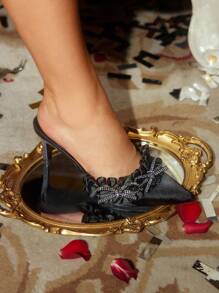 CUCCOO HITCHD Black Pointed-Toe Ladies' Elegant Wedding High Heels For Christmas And New Year Holiday Vibe Fall And Winter - Black - View 2