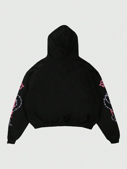 Street Life Men's Loose Fit Double Layer Hoodie Sweatshirt With Pattern, Autumn/Winter