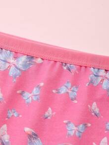 SHEIN 4pcs/Pack Girls Cute Bow, Heart & Love Print Cotton Briefs, Minimalist Style - Multicolor - View 3