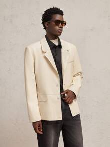 AKNOTIC Party Chaqueta de blazer casual de manga larga con cuello para hombre, para otoño e invierno - Albaricoque - Ver 2