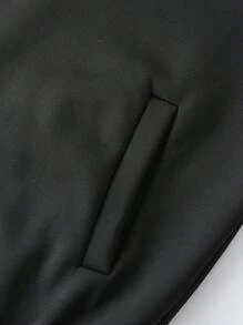 青少年男孩休闲保暖内衬校队夹克，秋冬季 - 黑色 - 查看 5