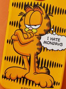 GARFIELD | SHEIN Estuche de teléfono de silicona líquida con diseño lindo de gato de dibujos animados y estampado de lema