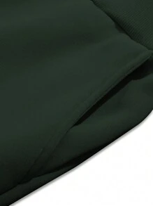 Manfinity Roughcore Pantalones de chándal casuales con estampado de dragón japonés, cintura con cordón y bolsillos para hombres de talla grande - Verde Oliva - Ver 3