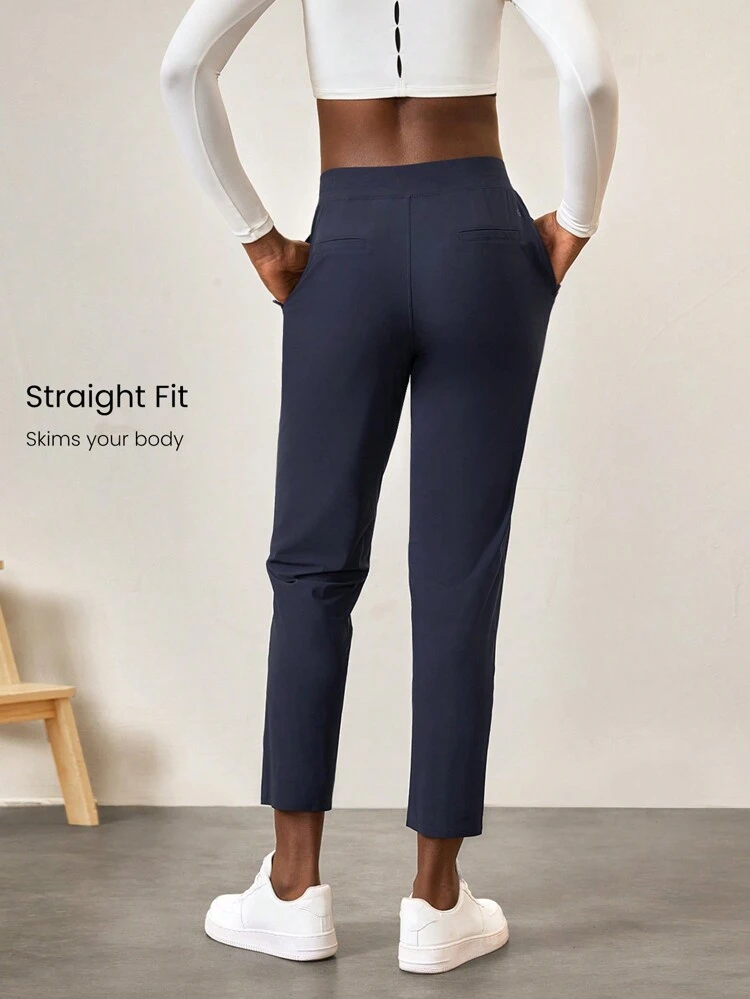 Tapered Fitted Cigarette Pants With Zippered Pockets Casual Work