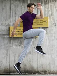 Manfinity Sport Corelite Boyfriend Style Men's Solid Color Round Neck Short Sleeve Sports T-Shirt, Summer