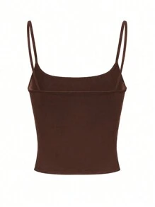 INAWLY Solva 1 pieza Camiseta de tirantes ajustada y acortada de unicolor para mujer