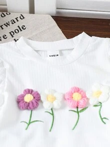 Bộ đồ in hoa tay bỏng ngô dễ thương và vui nhộn cho bé gái, mùa thu/đông - Nhiều màu - Xem 4