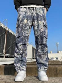 Manfinity LEGND Manfinity Plus Size Męskie Streetwear All Over Print Flap Pocket Loose Fit Proste Spodnie Cargo Camo Cargo Spodnie