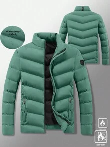 Manfinity Homme Men Loose Fit Winter Zip Up Stand Collar Padded Coat