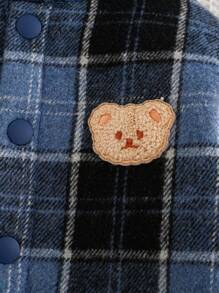 Cozy Pixies Baby Boy Colorful Patch Bear Print Hooded Cardigan,In Fall/Winter - Blue - View 6