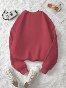 INAWLY Letter Print Casual Versatile Crew Neck Long Sleeve Sweatshirt, Suitable For Christmas For New Year Clothes Pullover Fall Outfit