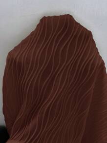 SHEIN Frenchy V-Neck Textured Plus Size Casual Fall Clothes T-Shirt, White - Coffee Brown - View 7