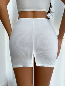 3pcs/Set Women Ribbed Shorts, Comfort Under Skirt Shorts For Outdoor Wear