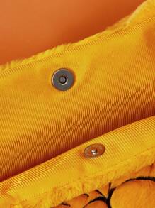 GARFIELD | SHEIN Cartoon Cat Embroidery Plush Orange Tote Bag For Women - Orange - View 7