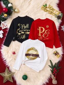 THE POLAR EXPRESS X SHEIN Young Girls Graphic Print T-Shirts, For Christmas - Multicolor - View 1