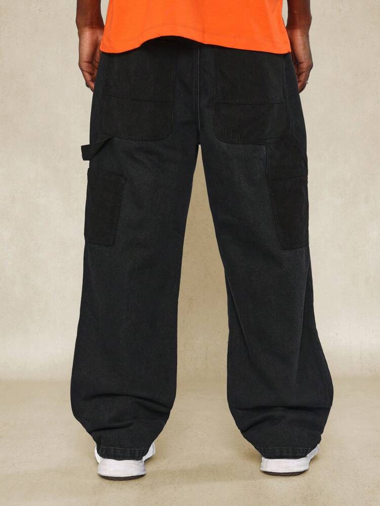 Flare Fit Carpenter Jean With Corduroy Panels