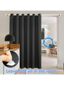 1 件黑色冬季隔热窗帘，夏季隔热，冬季保暖，现代家居装饰门窗隔断加厚窗帘 - 黑色 - 查看 2