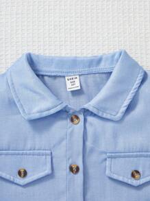 SHEIN Set de 2 piezas para niñas preadolescentes con camisa de manga larga de una hilera y vestido de tirantes con estampado floral vintage