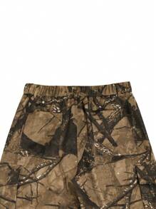 PAVTROS Manfinity Streetrush Vintage Loose Multi-Pocket Cargo Pants, Streetwear Style,Camo Pants