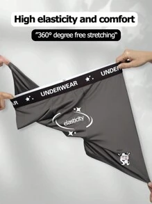 5pcs Men's Letter & Cartoon Cow Print Boxer Briefs - Multicolor - View 4