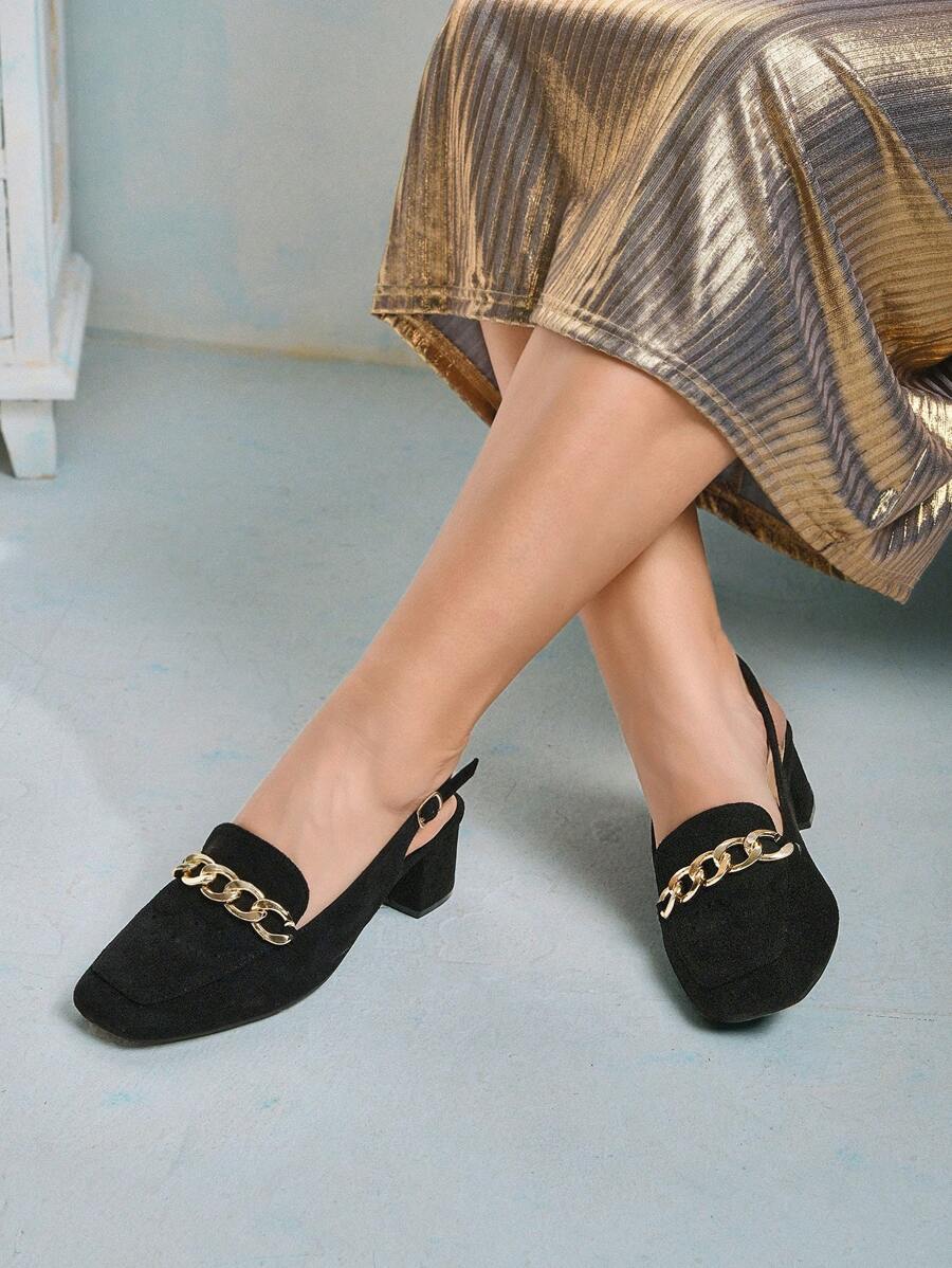 CUCCOO CURVES Wide Fit Women Spring Autumn New Minimalist Style Plus Size Chunky Heel Faux Suede Pointed Toe Fashion Versatile Outdoor High Heels For Christmas And New Year Holiday Vibe Fall And Winter