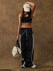 VARSITIE 秋冬装女式纯色系带前口袋简约休闲登山裤