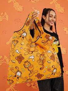 GARFIELD | SHEIN Cartoon & Letter Printed Orange  RPET Foldable Reusable Shopping Bag - Orange - View 3