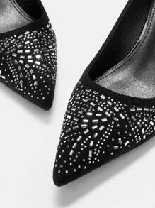 CUCCOO TILAWA Women's Casual Rhinestone Decorated Simple High Heel Pumps