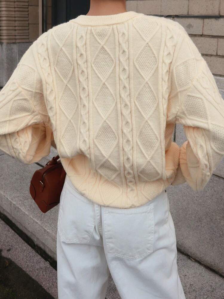 Women's Loose Fit Round Neck Long Sleeve Sweater, Solid Color,Fall Women Clothes