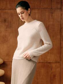 MOTF PREMIUM SOLID POPCORN KNIT YOKE SWEATER - Apricot - View 6