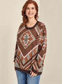 EMERY ROSE Einfarbige Blockfarben Rundhals Langarm einfache lässige Pullover Strickpullover Herbst Winter in Große Größen - Verschiedenfarbig - Übersicht 3