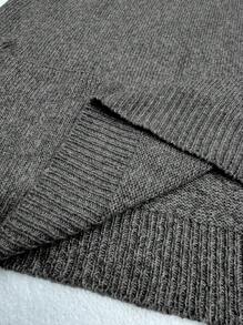 Plus Size V-Neck Loose Knit Sweater Vest Casual, Autumn, For Winter - Dark Grey - View 6