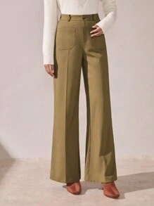 BizChic Spodnie Khaki Flare Leg, Eleganckie Spodnie Damskie Na Święto Dziękczynienia, Boże Narodzenie, Noworoczne Przyjęcie, Wiosna/Lato,