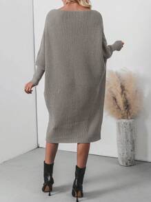 SHEIN Clasi Vestido de suéter largo con mangas de murciélago para mujer, otoño/invierno