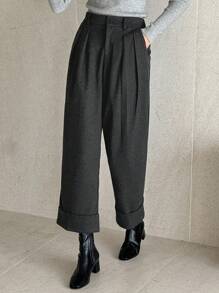 DAZY Women Solid Color Pocketed Casual Drawstring Ankle Length Pants School - Dark Grey - View 4