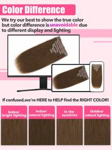 8Pcs Clip In Straight Colored Human Hair Extensions Brown Extension For Women Daily Use Real Easy To Wear Hair Extensions