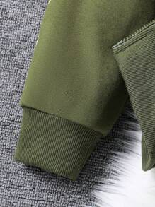 SHEIN Tween Boy Printed Letter Matching Set, Suitable For Autumn/Winter - Green - View 6