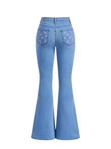 Skyy Designs Co Artist Women's Skinny Flared Cowgirl Jeans, For Holiday, Vacation, Spring, Festival, Ibiza Fits, Western Wear - Baby Blue - View 1