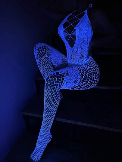 Verleidelijke Bodystocking In Glow The Dark Blauw Lingerie