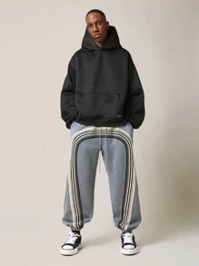 SUMWON Athletic Jogger Sweatpants With Striped Side Panel Design Elastic Ankle Casual Workout Sport Training Loungewear Athleisure Style Fall Winter
