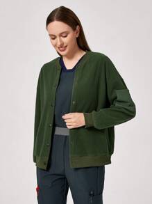 Scrubzie Toamnă și iarnă Jachetă pentru femei pentru uniformă multifuncțională pentru scrub, dublă examinare a sănătății Uniforme chirurgicale Jachetă pentru femei Uniforme de lucru pentru îngrijirea animalelor de companie Jachetă pentru nutriționist pentru lucru în laborator Jachetă de lucru funcțională cu mai multe buzunare, guler plus nasturi pentru purtare și scoatere ușoară