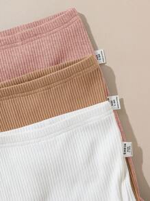 SHEIN 3 Stück Neugeborenen Baby Jungen/Mädchen Lässig einfarbige Leggings mit elastischem Bund, süßes Baby-Rippstrick Leggings Set