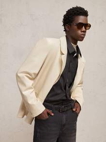 AKNOTIC Party Chaqueta de blazer casual de manga larga con cuello para hombre, para otoño e invierno - Albaricoque - Ver 7