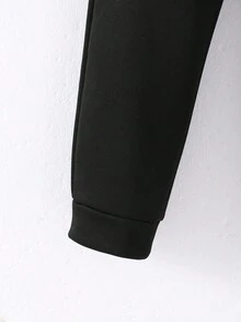 4 岁至 7 岁男孩冬季服装：圆领长袖运动衫 + 松紧腰裤，黑色，带彩色笑脸设计 - 黑色 - 查看 5