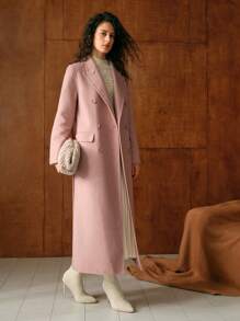 MOTF PREMIUM 羊毛尖领系腰带豌豆大衣