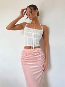 Calvaya Velvet Pleated Skirt, Elegant For Women