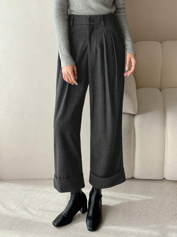 Women Solid Color Pocketed Casual Drawstring Ankle Length Pants