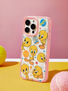 LOONEY TUNES X SHEIN Funda de teléfono con marco semi transparente y estampado de animal, compatible con iPhone - transparente - Ver 5