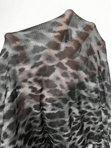 SHEIN Tall CURVE Plus Size Autumn Fashionable Leopard Print Fitted Long Skirt - Grey - View 6