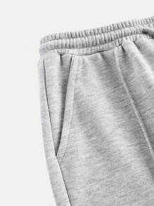 SHEIN Girlism Tween Girls' Winter Streetwear Basic Casual Loose Fit Gray Sweatpants,Christmas/New Year/Thanksgiving/Party/Elegant/Chic,Comfortable,Warm